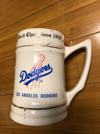 1959 Los Angeles Dodgers World Series Champions Beer Stein Mug.  Rare