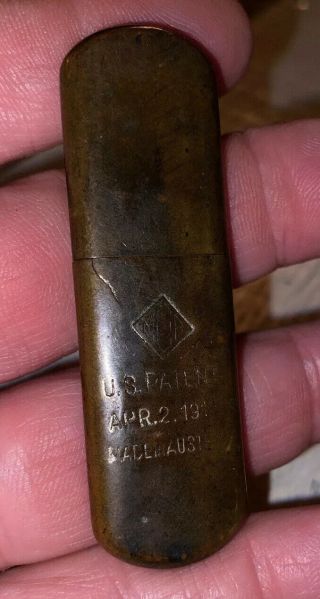 Antique Vintage Brass Cigarette Lighter Made In Austria Wwi Era