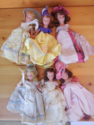6 Vintage Nancy Ann Storybook Dolls 6.  5 " Bisque