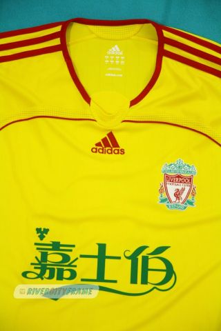 Adidas Liverpool Long Sleeve Yellow Jersey Shirt Xl Custom Chinese Sponsor Rare