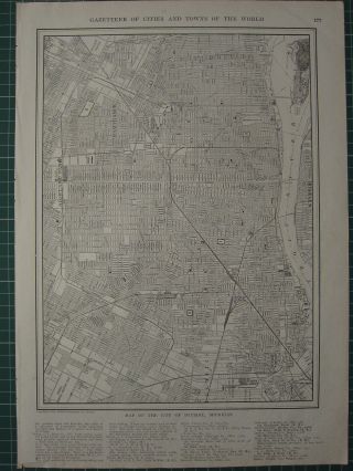 1926 Map Detroit City Plan Michigan Railway Street Plan