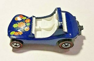 1970 (1) Mattel Hot Wheel Dune Daddy Red Line (blue) W/flower Decals Rare Car