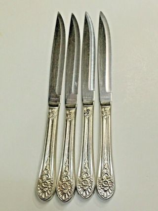 4 1953 Jubilee Steak Knives Wm Rogers Mfg Co Aa Is Silver Plate Floral Vintage