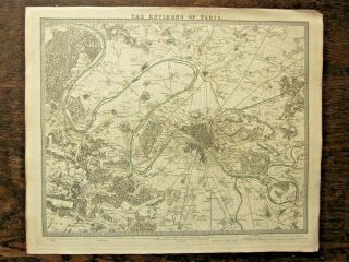 1832 Sduk Paris Environs France Map Old Antique J&c Walker Versailles