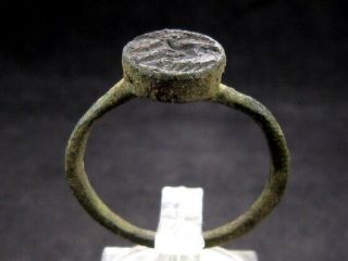 Very Rare Roman Intaglio Seal Bronze Ring,  Roman Priest Image,