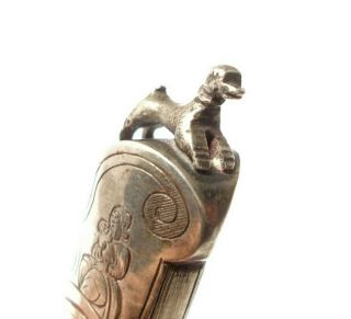 Unusual Antique Georgian Silver Desk Seal With A Dog