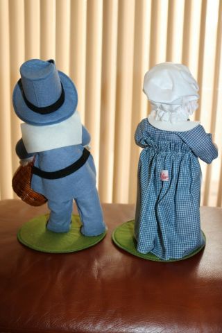 Vintage Annalee Thanksgiving Pilgrim Figurines (Set of Two) - 12 inches,  1993 2