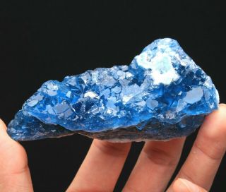 194g Rare Transparent Blue Cube Fluorite & Calcite Mineral Specimen/china 131