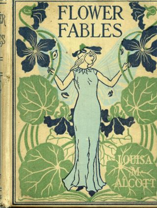 Antique Illustration Flower Fables Alcott Vintage Coffee Table Book