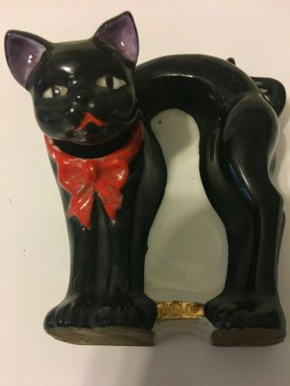 Very Rare Vintage Ceramic Black Cat Ashtray Nodder Japan?
