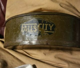 Vintage / Antique Falls City Metal Belt Bait Box / Worm Box / Holder / Fishing