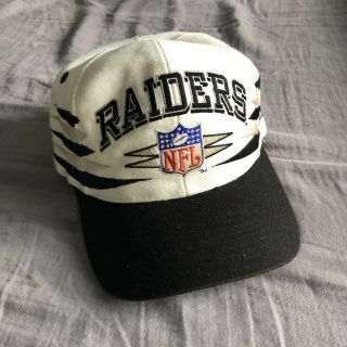 Vintage 90s Logo Athletic Oakland Raiders Diamond Snapback Hat Nfl Rare