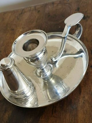 Antique Silver Plate Candle Stick Chamber Stick
