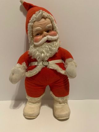 Rare 1950’s Vintage 18” Rushton Plush Rubber Face Red Santa Mcm Christmas