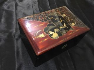 Antique Meiji Era Japanese Lacquer Wood Box Accessory Case Tansu Samurai 　