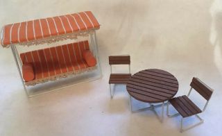 Vintage Lundby Dollhouse Patio Furniture Swing Table Chairs 9863