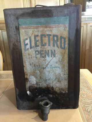 Rare Vintage 5 Gallon Electro Penn Motor Oil Can