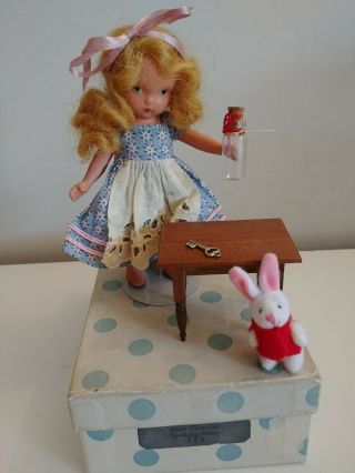 Vintage 5 1/4 " Nancy Ann Storybook Doll Bisque Slim Jt Alice Looking Glass Box