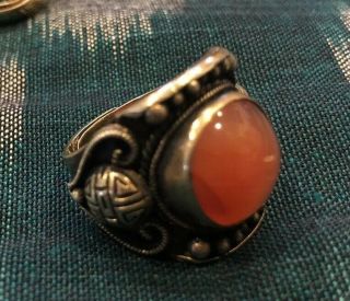 Vintage Old Stock Chinese Carnelian Ring Adjustable