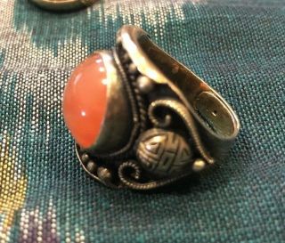 Vintage Old Stock Chinese Carnelian Ring Adjustable 2