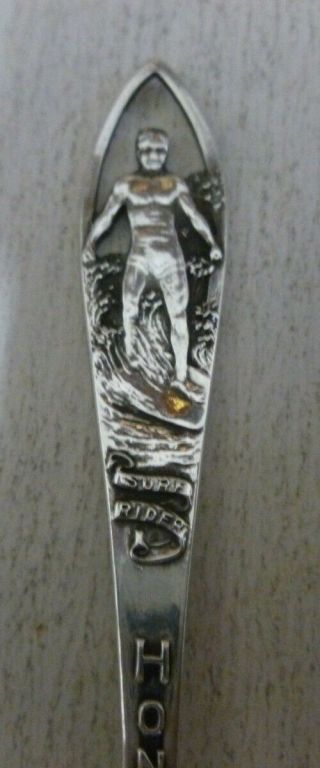 Honolulu,  Hawaii,  Surf Rider,  Sterling Silver Souvenir Spoon,