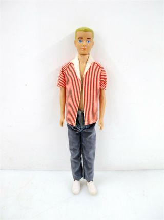Vintage 1960 Mattel Ken Doll Blonde Hair Blue Eyes W/ Clothing & Shoes Barbie