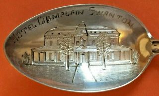 Rare Swanton Vermont Big 5 7/8” & Fancy Sterling Silver Souvenir Spoon