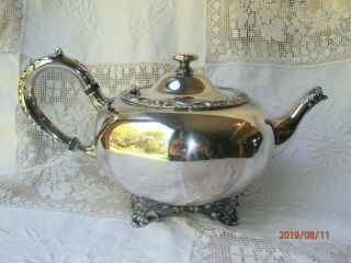 Wilcox Beverly Manor Tea Pot Footed Ornate N 7062 Teapot Silver Plate