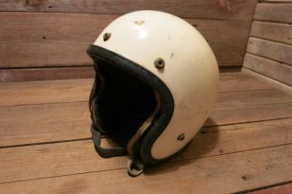 Vintage Rare White Motorcycle Helmet P/n - Rn 45573