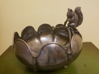 Vtg Van Bergh Silverplate Co Squirrel Eating A Nut Bowl Rochester Ny Rare 1997