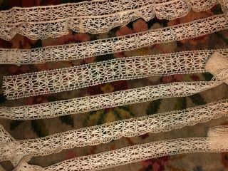 5.  5 Yds Antique Victorian Bobbin Cluny Edging & Insertion Laces