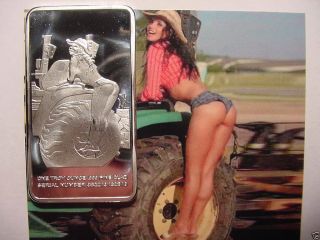 Rare Farm Girl 1oz.  999 Silver C/p Art Bar - Vintage - Sexy Popular - W/picture -