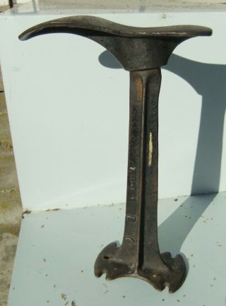 Antq Cast Iron Cobbler Malleable Brand Shoe Last Size C3 & 12 " Tall Stand