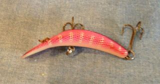 Vintage U20 Helin Flatfish Salmon - Pink Blk Stripe - Rare Color -