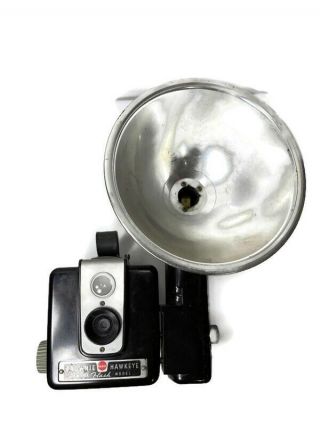 Antique Kodak Brownie Hawkeye Flash Model Camera W/flash Attachment
