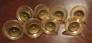 8 Vintage Lucite Drawer Pulls 2 3/4 In Round W/ Metal Center Truly One Of A Kind