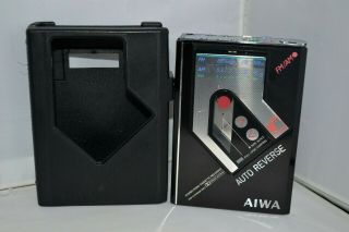 Rare Aiwa Hs - J500 Walkman Stereo Radio Cassette With Case /