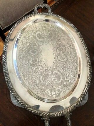 Antique 1883 F.  B.  Rogers Silver Platter 1503 Oval With Handles Ornate