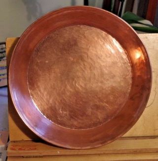 Solid Copper 11 3/4 " Pie Plate Dish S Arts & Crafts 3 Ball