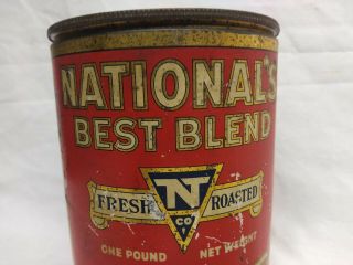 Rare Vintage National ' s Best Blend Coffee Tin Can National Tea Co.  Antique sign 2