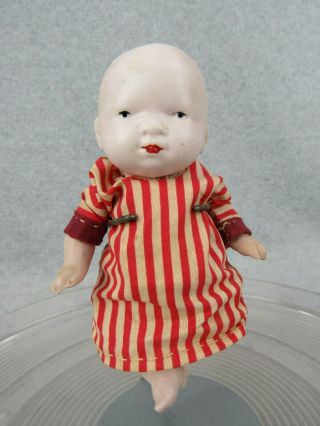 6 " Antique All Bisque German Baby Doll Marked 682 W Note / 1907 Christmas Gift