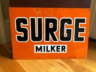 Rare Tin Surge Milkers Vintage Agriculture Sign 1940s Cow Husbandry Stout Sign