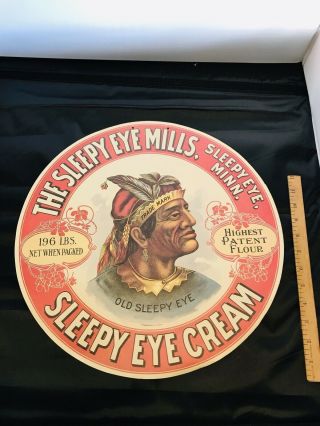 Old Rare Advertising Large Paper Sign Sleepy Eye Mills/sleepy Eye Cream