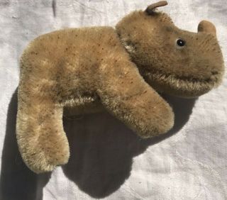 Steiff Rhino Rhinoceros Mohair Plush 14cm 5.  5in Antique Vintage Toy Stuffed