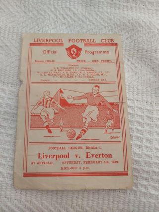 Liverpool Fc V Everton Div 1 Feb 5th 1949 And Very Rare