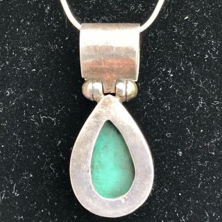 Vintage Antique Navajo Tear Drop Turquoise Pendant 925 Sterling Silver 12.  7g 2