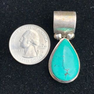 Vintage Antique Navajo Tear Drop Turquoise Pendant 925 Sterling Silver 12.  7g 3