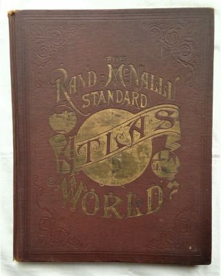 Standard Atlas Of The World Rand Mcnally 1889 Maps Illustrations Rare