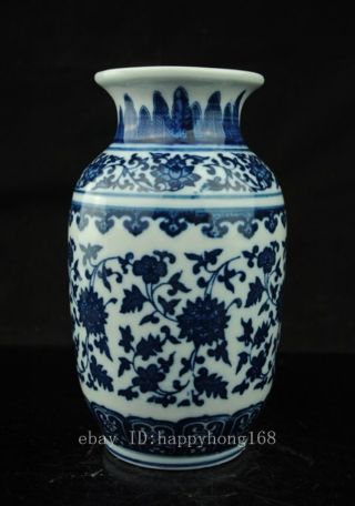 Exquisite China Hand Painted Flower Blue And White Porcelain Vase B02