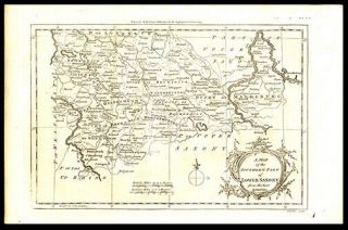 1760 George Rollos Copper - Plate Engraved Map Of Lower Saxony Or Hanover Germany